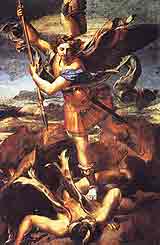 Rafael, Michał walczący ze smokiem, 1518, Luwr Paryż